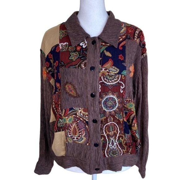 Surya Jackets & Blazers - Surya Vintage 90s Boho Hippie Art to Wear Patchwork Jacket Oversized Boxy Sz S